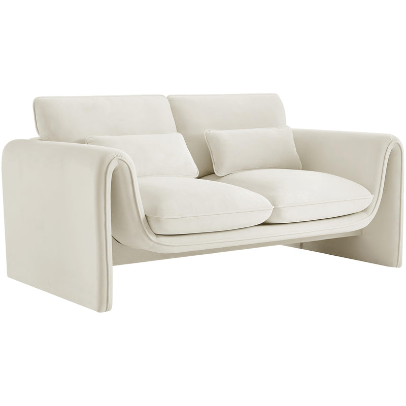 Meridian Sloan Cream Velvet Fabric Loveseat IMAGE 16