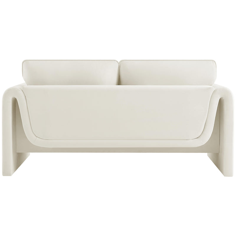 Meridian Sloan Cream Velvet Fabric Loveseat IMAGE 3