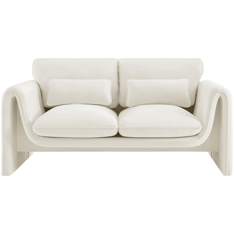 Meridian Sloan Cream Velvet Fabric Loveseat IMAGE 4