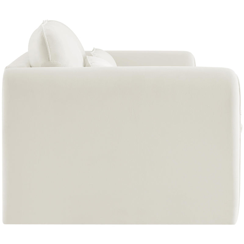 Meridian Sloan Cream Velvet Fabric Loveseat IMAGE 6