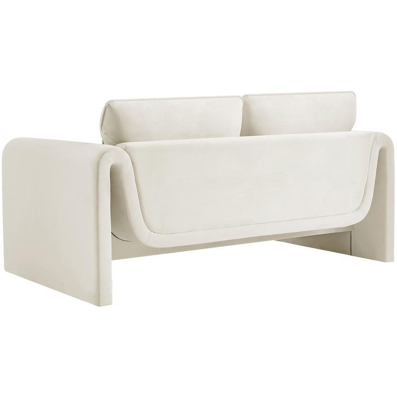 Meridian Sloan Cream Velvet Fabric Loveseat IMAGE 7