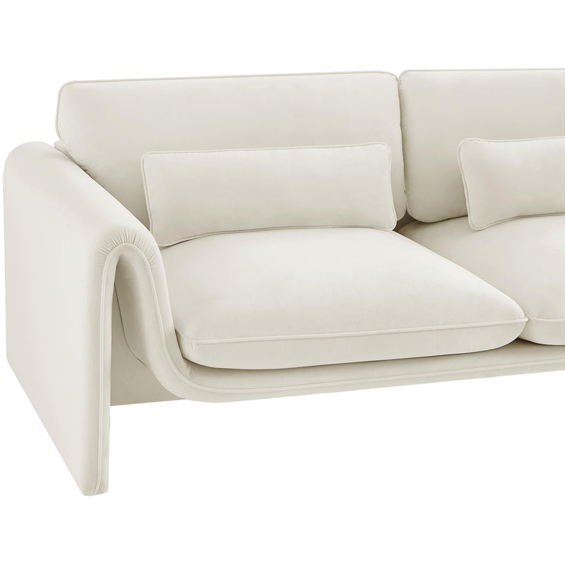 Meridian Sloan Cream Velvet Fabric Loveseat IMAGE 9