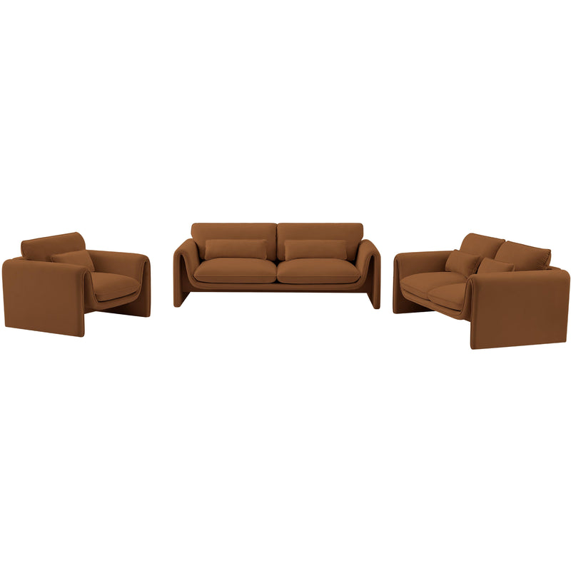 Meridian Sloan Saddle Velvet Fabric Loveseat IMAGE 14