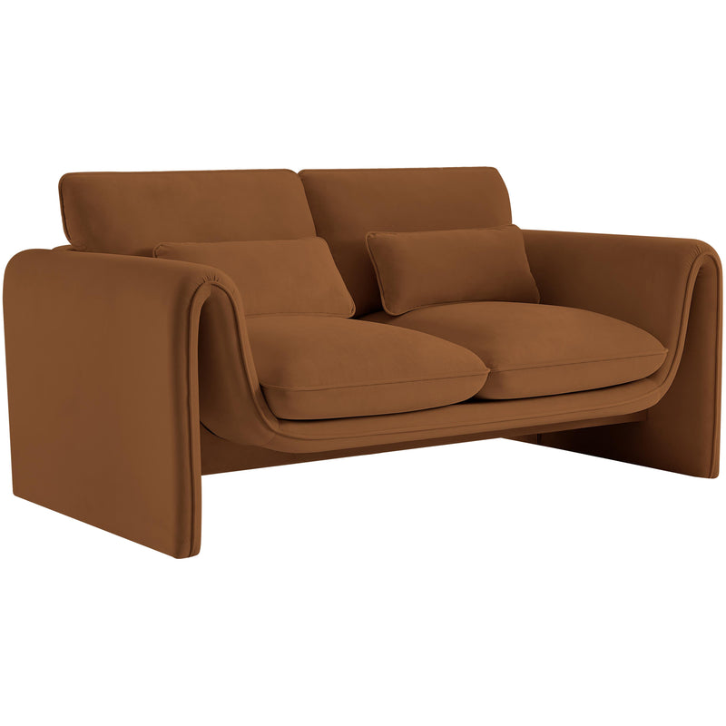 Meridian Sloan Saddle Velvet Fabric Loveseat IMAGE 16