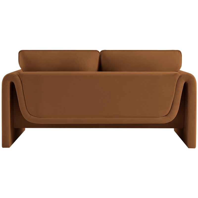 Meridian Sloan Saddle Velvet Fabric Loveseat IMAGE 3