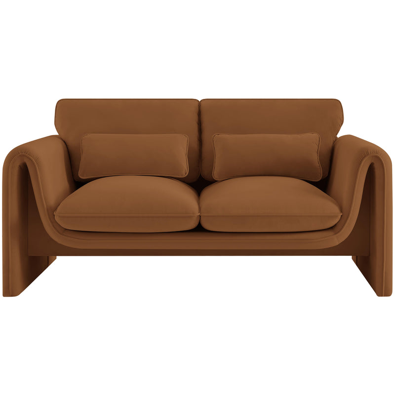 Meridian Sloan Saddle Velvet Fabric Loveseat IMAGE 4