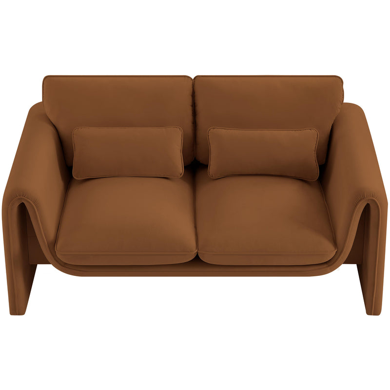 Meridian Sloan Saddle Velvet Fabric Loveseat IMAGE 5