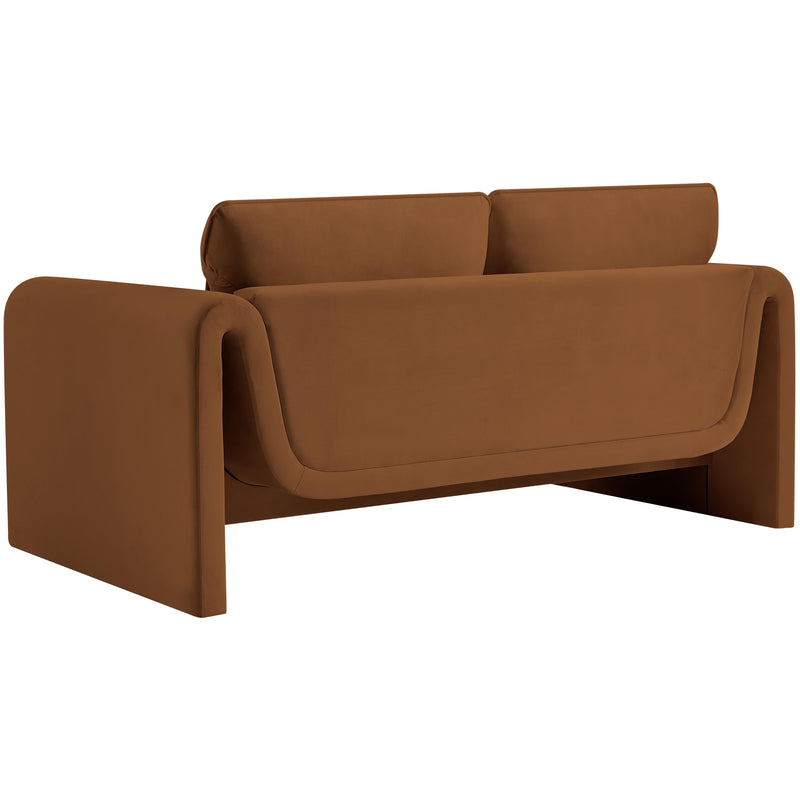 Meridian Sloan Saddle Velvet Fabric Loveseat IMAGE 7