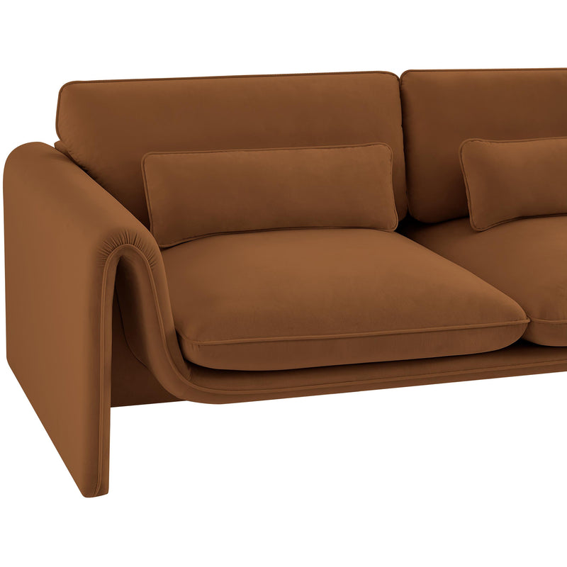 Meridian Sloan Saddle Velvet Fabric Loveseat IMAGE 9