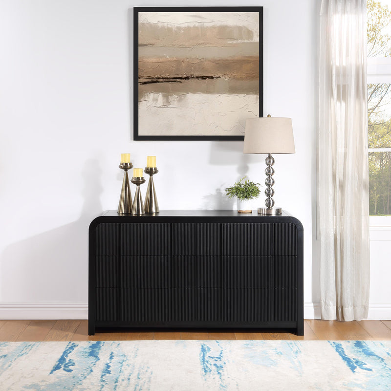 Diamond Modern Furniture Meridian Fluted Dresser 314Black-D IMAGE 2