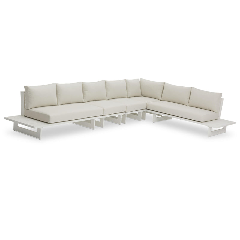 Meridian Maldives Cream Water Resistant Fabric Outdoor Patio Modular Sectional IMAGE 1