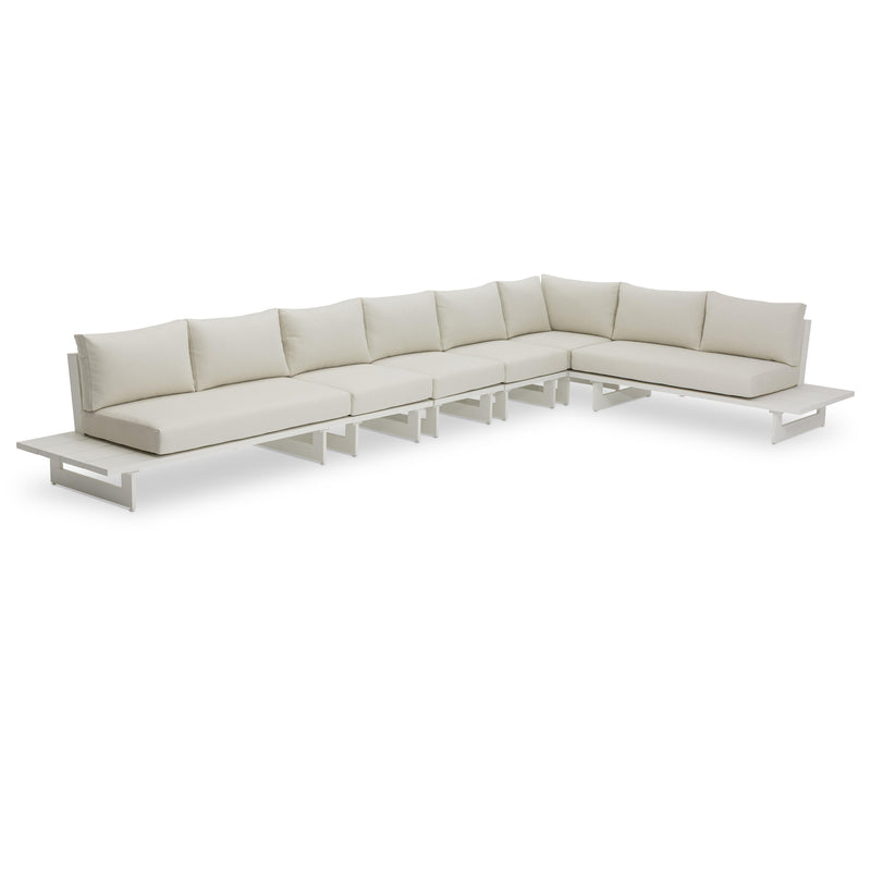 Meridian Maldives Cream Water Resistant Fabric Outdoor Patio Modular Sectional IMAGE 1