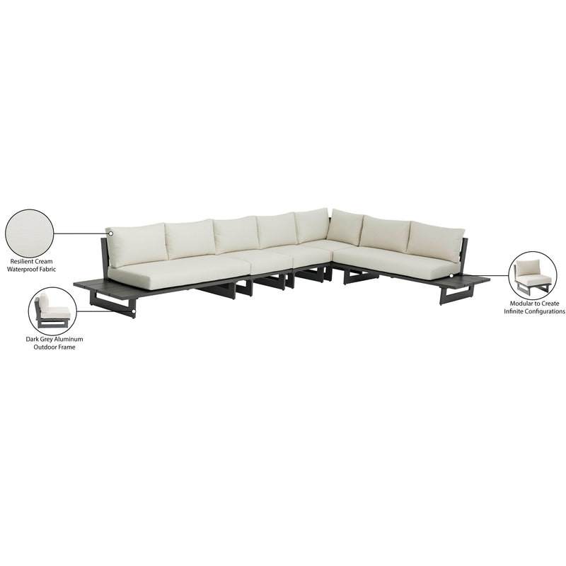 Meridian Maldives Cream Water Resistant Fabric Outdoor Patio Modular Sectional IMAGE 11