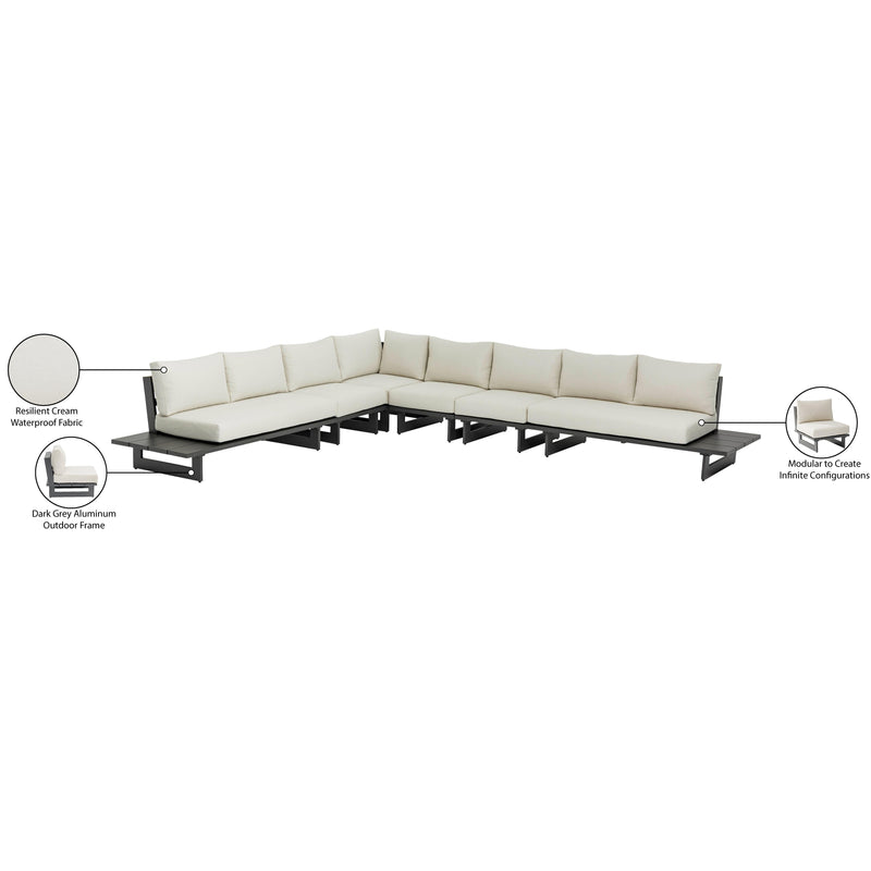 Meridian Maldives Cream Water Resistant Fabric Outdoor Patio Modular Sectional IMAGE 11