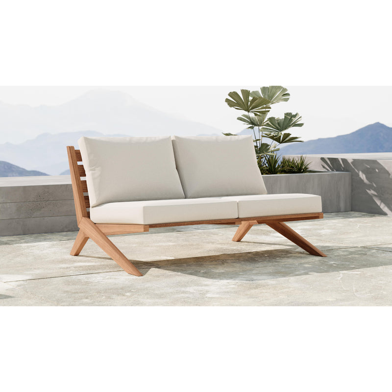 Meridian Tahiti Off White Water Resistant Fabric Outdoor Loveseat IMAGE 2