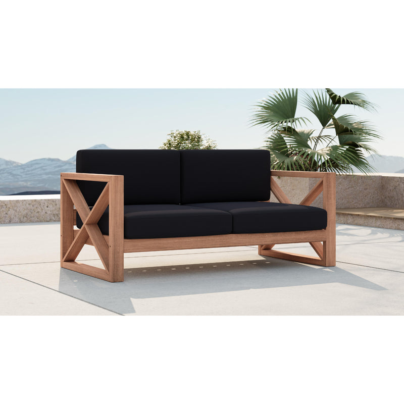 Meridian Anguilla Black Water Resistant Fabric Outdoor Loveseat IMAGE 2