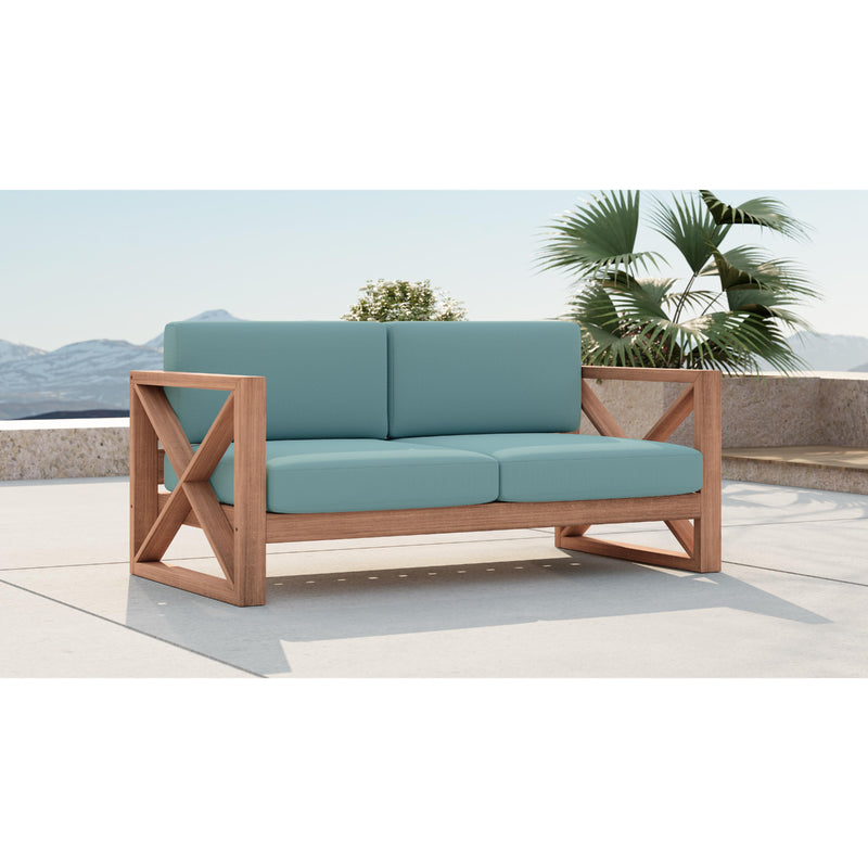 Meridian Anguilla Blue Water Resistant Fabric Outdoor Loveseat IMAGE 2