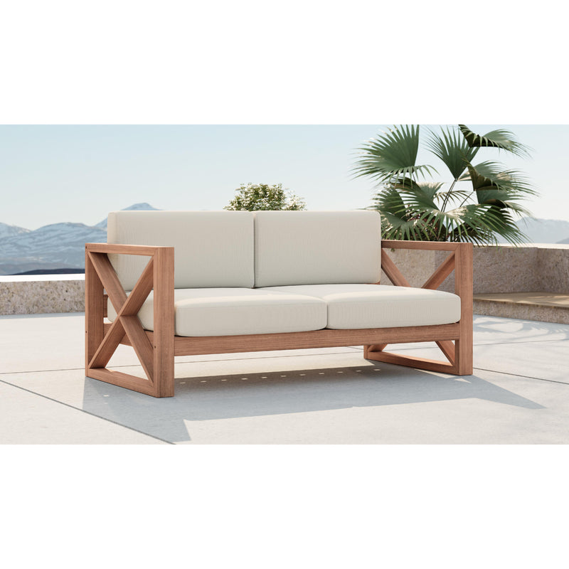 Meridian Anguilla Off White Water Resistant Fabric Outdoor Loveseat IMAGE 2