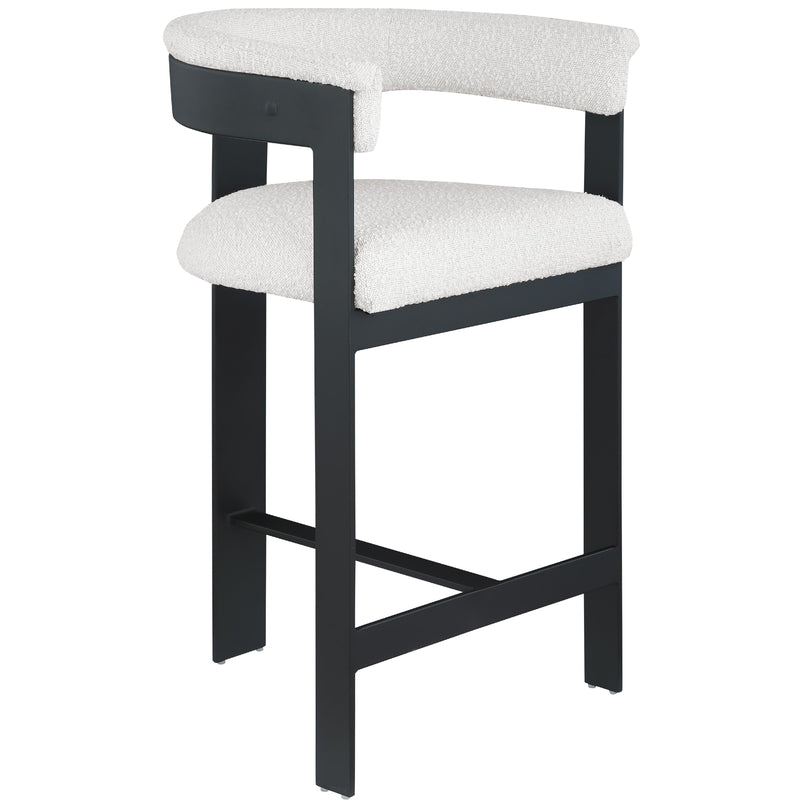 Meridian Romeo Cream Boucle Fabric Counter Stool IMAGE 4