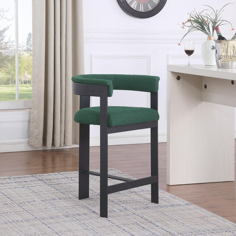 Meridian Romeo Green Boucle Fabric Counter Stool IMAGE 2