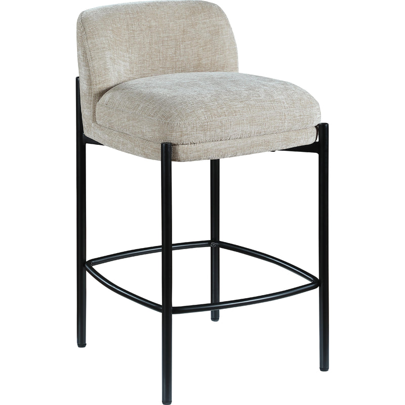 Meridian Burton Beige Chenille Fabric Stool IMAGE 3