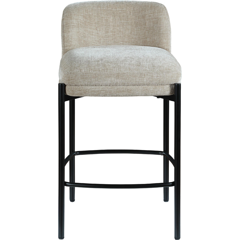 Meridian Burton Beige Chenille Fabric Stool IMAGE 4