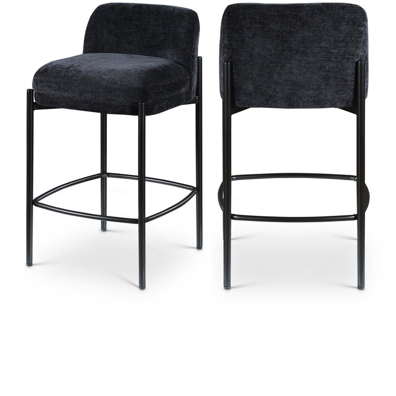 Meridian Burton Black Chenille Fabric Stool IMAGE 1