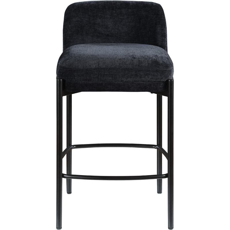 Meridian Burton Black Chenille Fabric Stool IMAGE 4