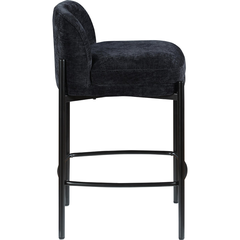 Meridian Burton Black Chenille Fabric Stool IMAGE 5