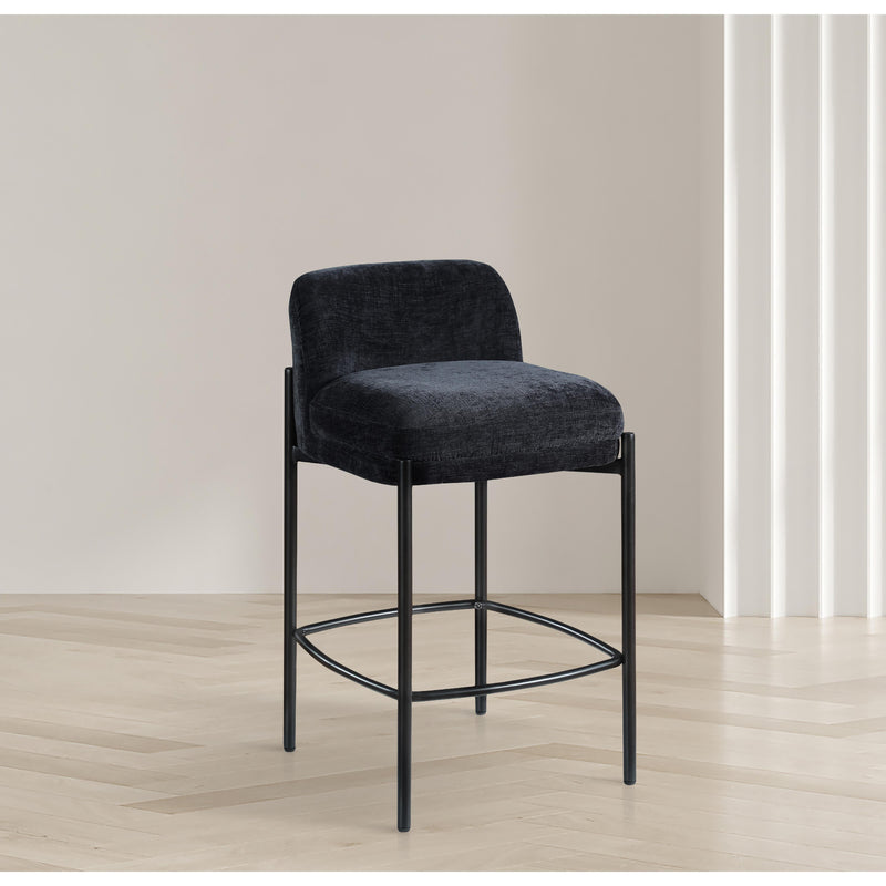 Meridian Burton Black Chenille Fabric Stool IMAGE 8