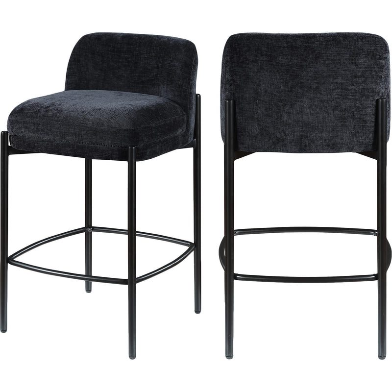 Meridian Burton Black Chenille Fabric Stool IMAGE 9