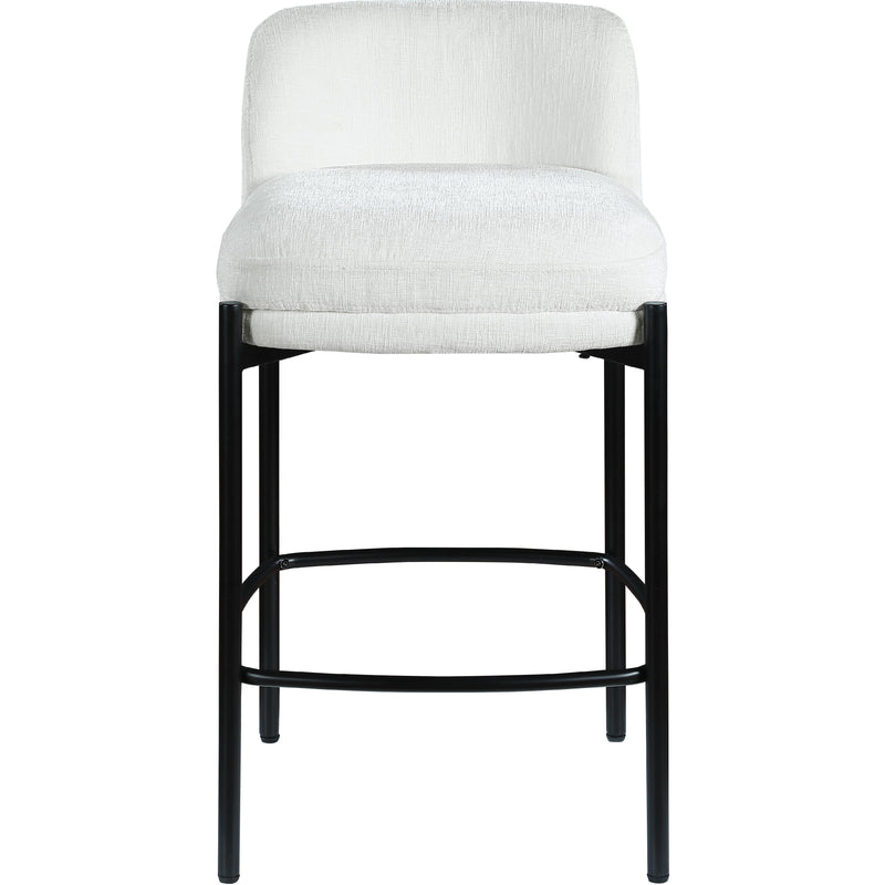 Meridian Burton Cream Chenille Fabric Stool IMAGE 4