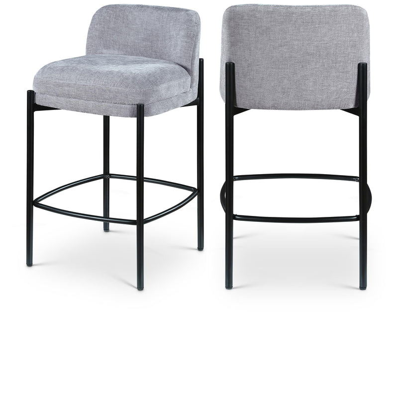 Meridian Burton Grey Chenille Fabric Stool IMAGE 1