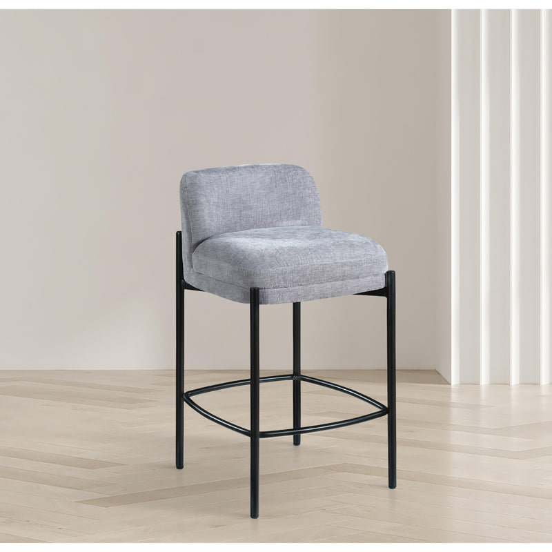 Meridian Burton Grey Chenille Fabric Stool IMAGE 8