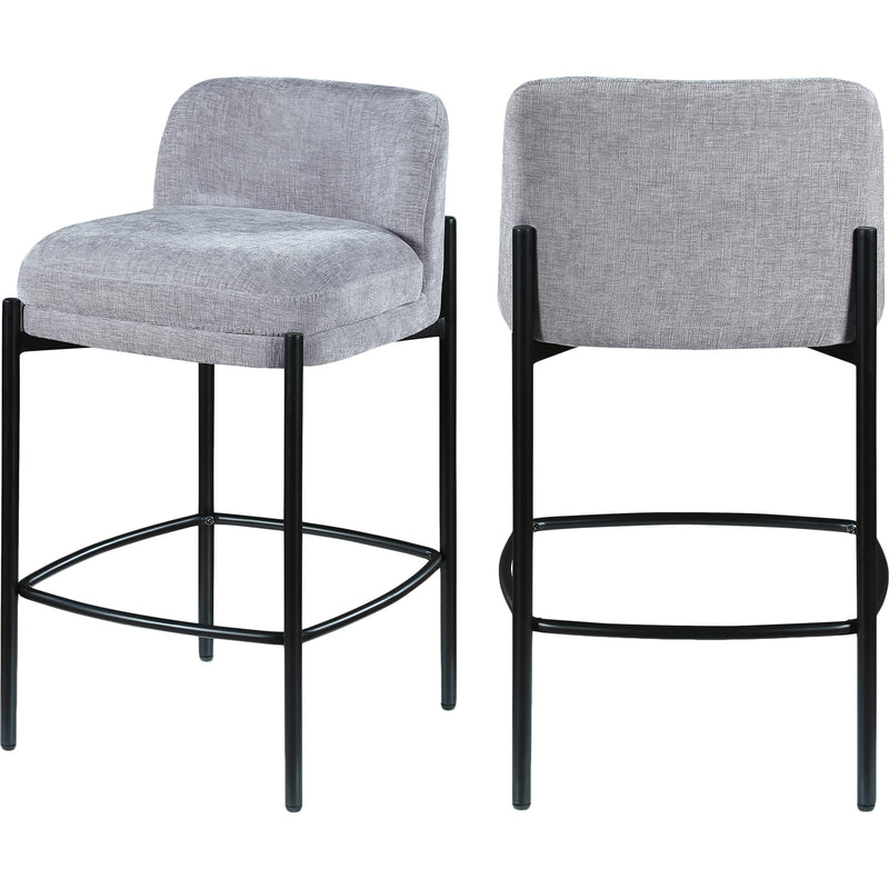 Meridian Burton Grey Chenille Fabric Stool IMAGE 9