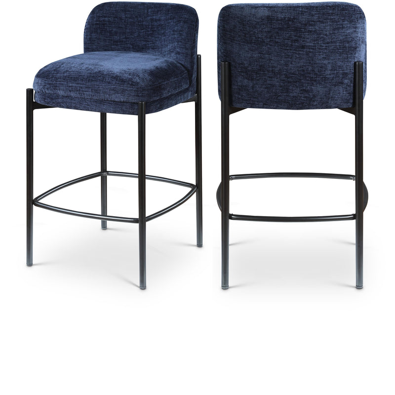 Meridian Burton Navy Chenille Fabric Stool IMAGE 1