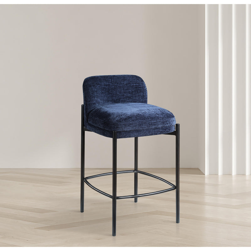 Meridian Burton Navy Chenille Fabric Stool IMAGE 8