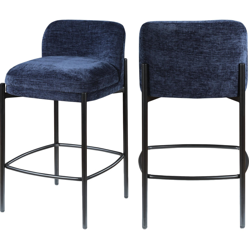 Meridian Burton Navy Chenille Fabric Stool IMAGE 9