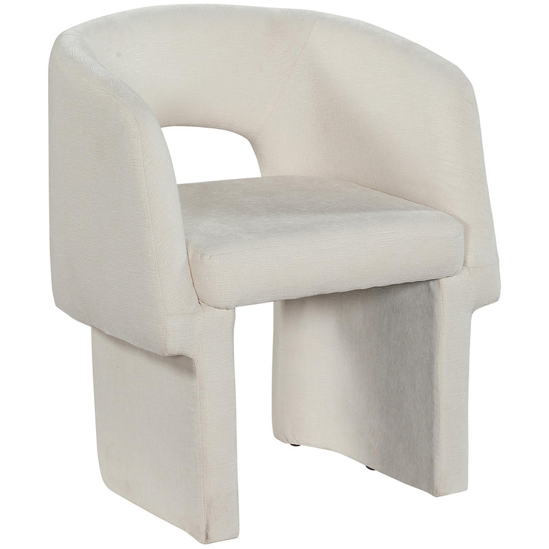 Meridian Emmet Cream Chenille Fabric Dining Chair / Accent Chair IMAGE 3