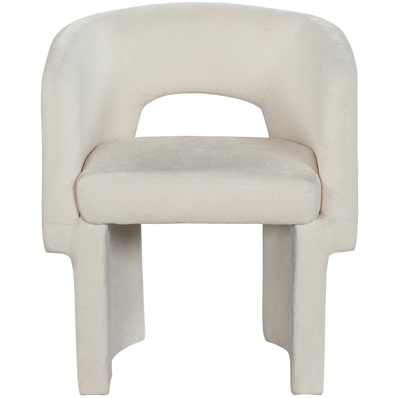 Meridian Emmet Cream Chenille Fabric Dining Chair / Accent Chair IMAGE 4