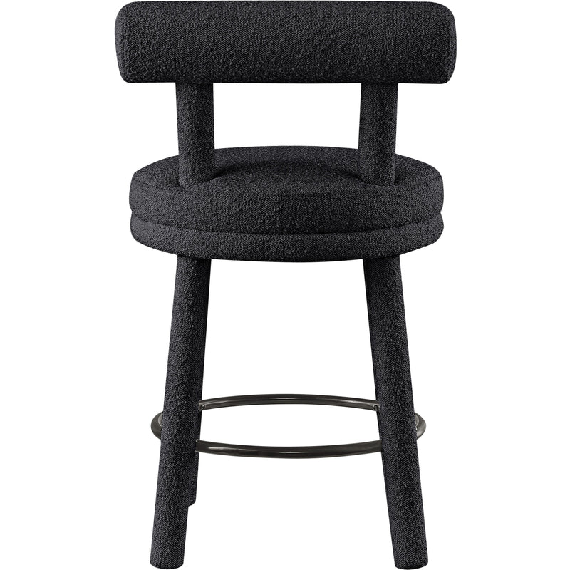 Meridian Parlor Black Boucle Fabric Stool IMAGE 2