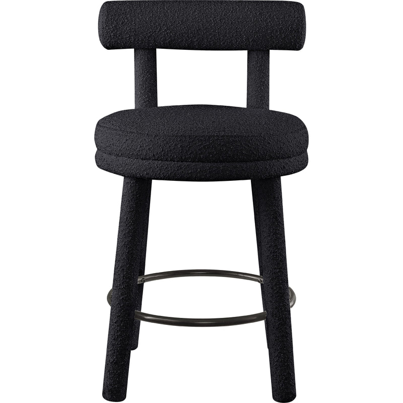 Meridian Parlor Black Boucle Fabric Stool IMAGE 4