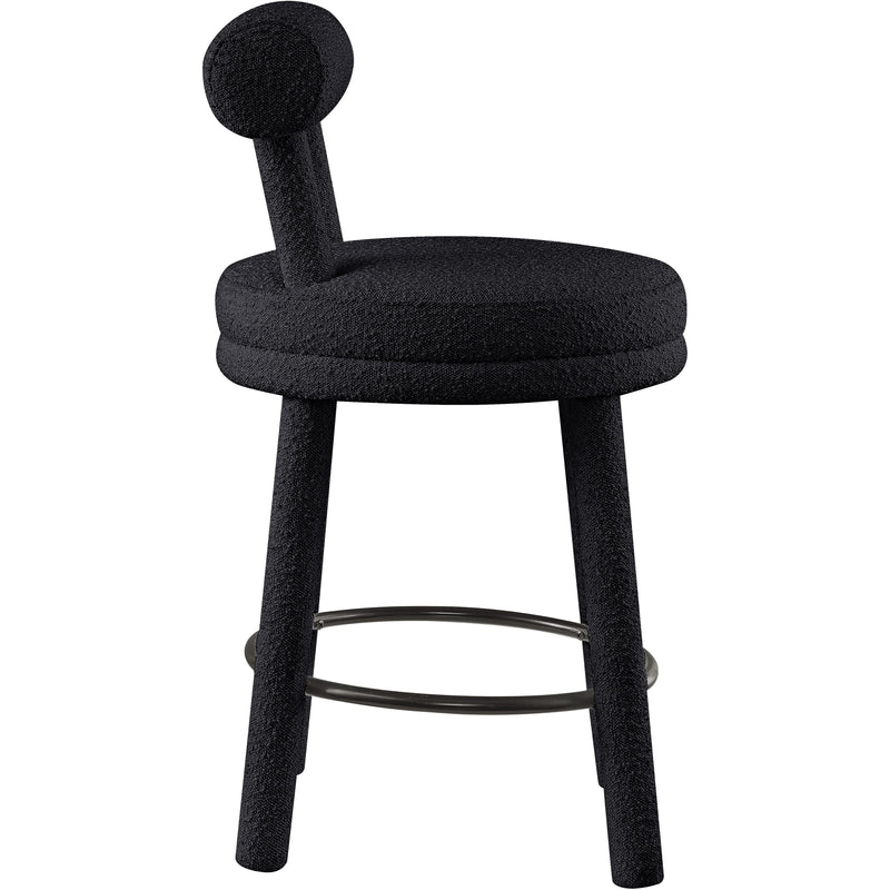 Meridian Parlor Black Boucle Fabric Stool IMAGE 5