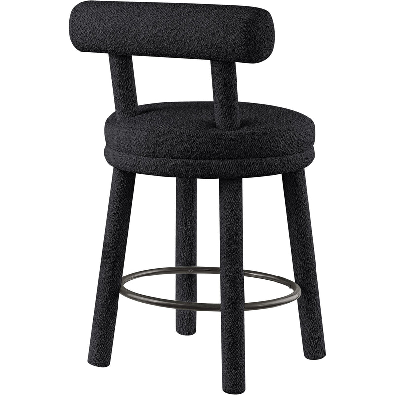 Meridian Parlor Black Boucle Fabric Stool IMAGE 6