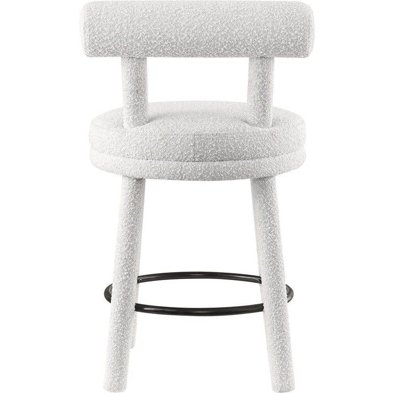 Meridian Parlor Cream Boucle Fabric Stool IMAGE 2