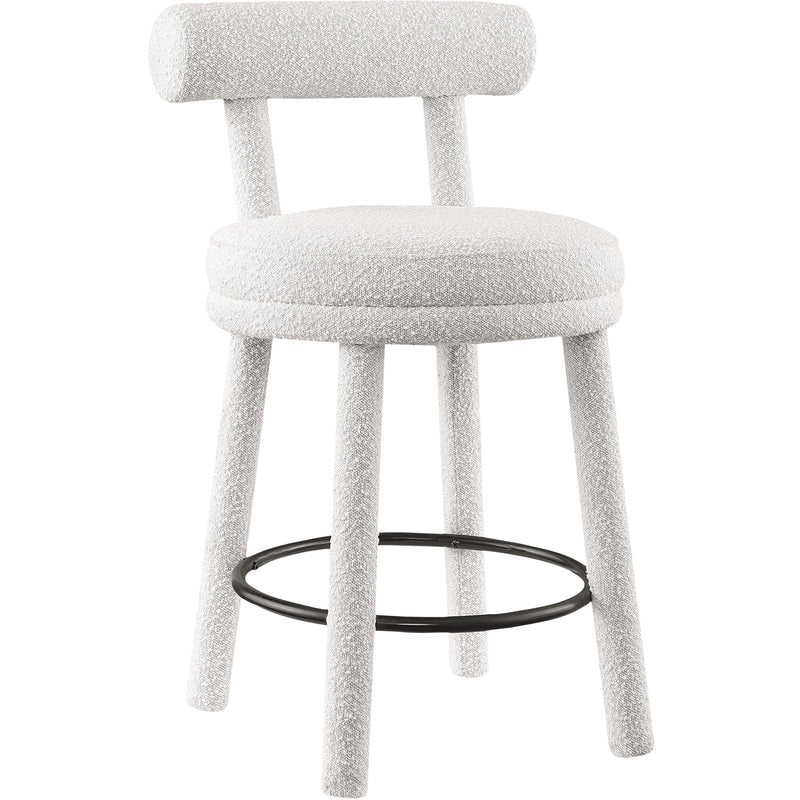 Meridian Parlor Cream Boucle Fabric Stool IMAGE 3