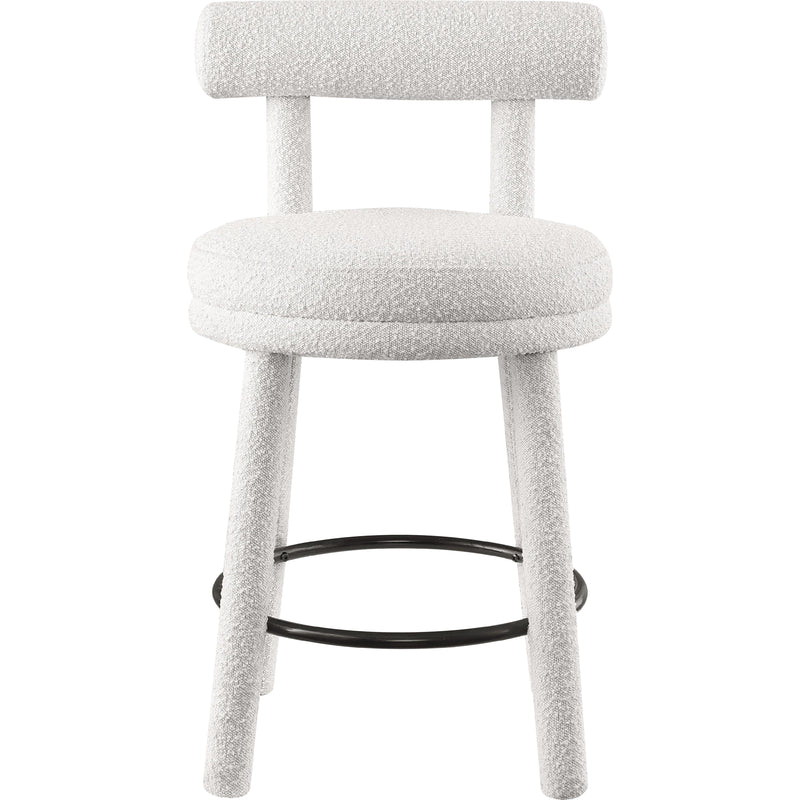 Meridian Parlor Cream Boucle Fabric Stool IMAGE 4