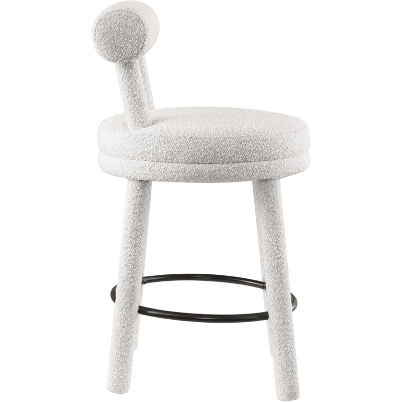 Meridian Parlor Cream Boucle Fabric Stool IMAGE 5