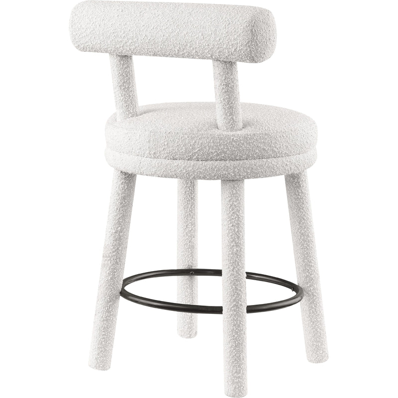 Meridian Parlor Cream Boucle Fabric Stool IMAGE 6