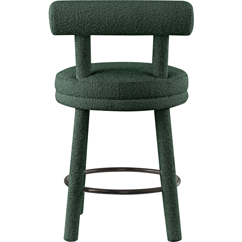 Meridian Parlor Green Boucle Fabric Stool IMAGE 2